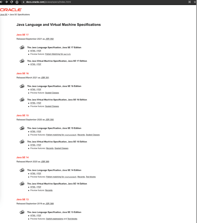 Java SE Specifications